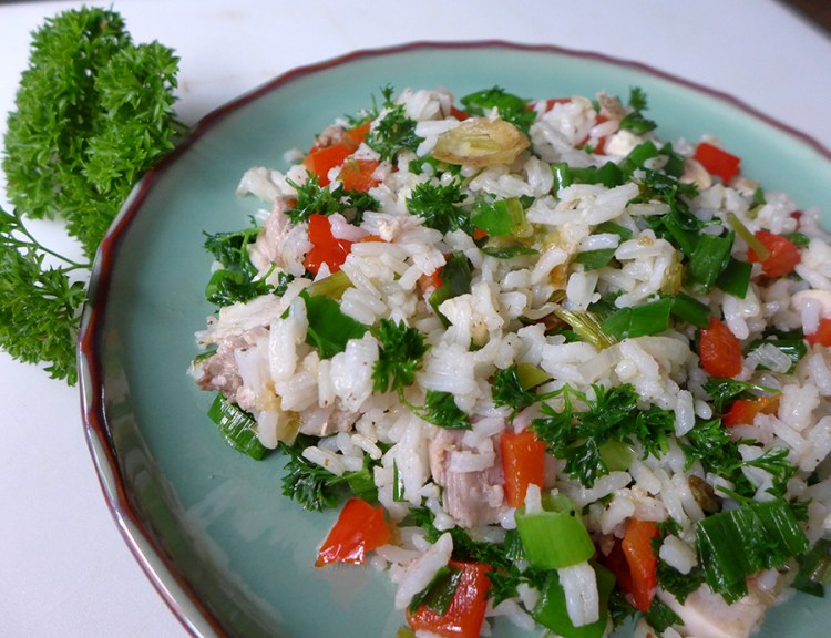 stirfry with freshly picked parsley and onion