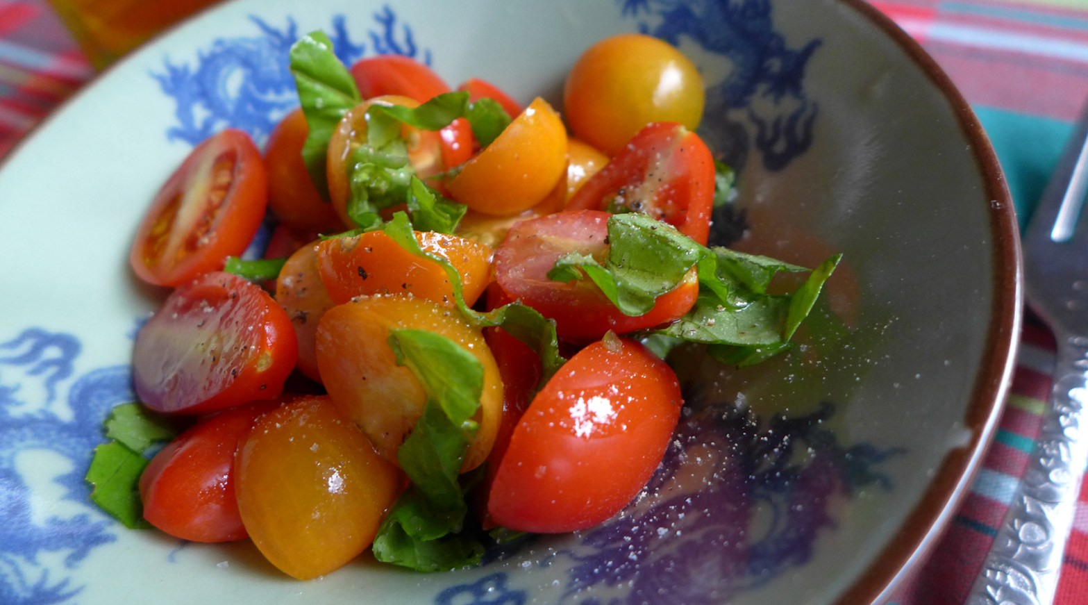 fresh garden tomato salad with basil